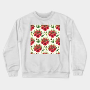 Botanical Floral Seamless pattern- bouquet of poppies Crewneck Sweatshirt